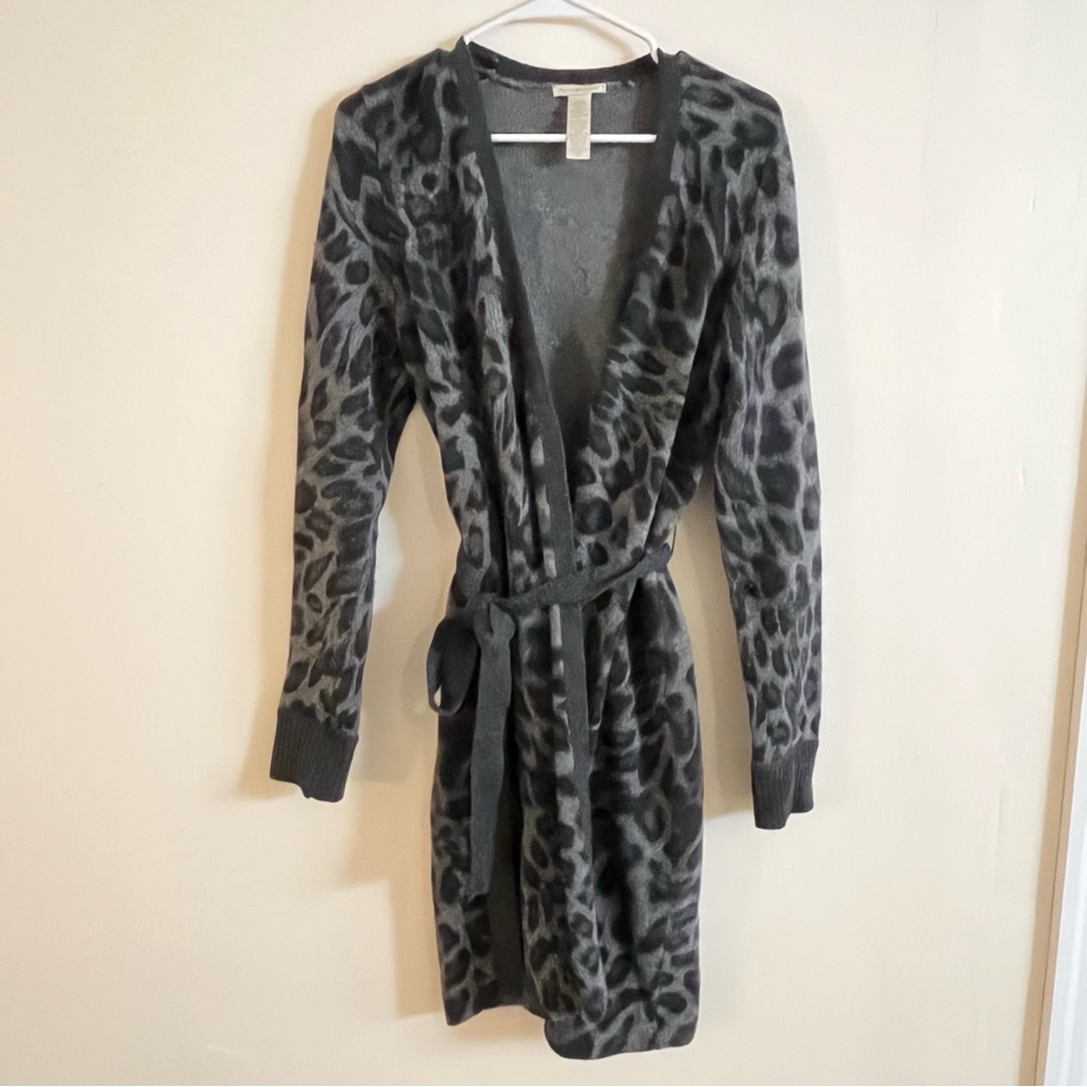 White + Warren Gray Wool and Cashmere Cardigan M